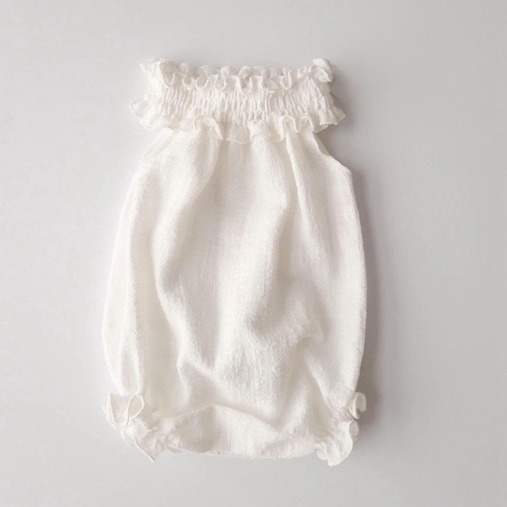 Infant Photography Props Outfit - Newborn Photography Props White Linen Ruffle