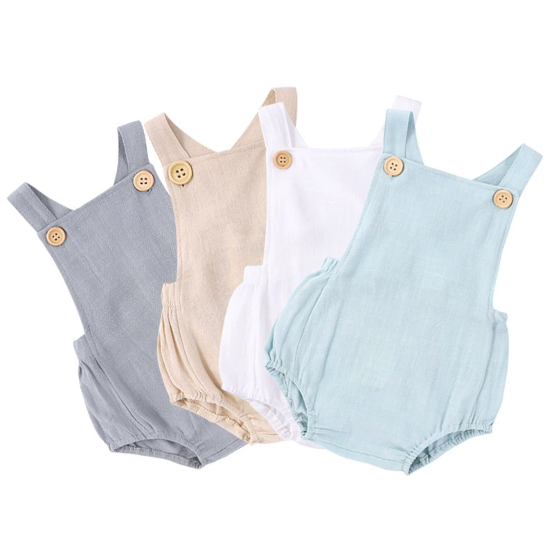 Baby Summer Linen Sleeveless Jumpsuit - 2025 Summer Newborn Baby Boys Girls