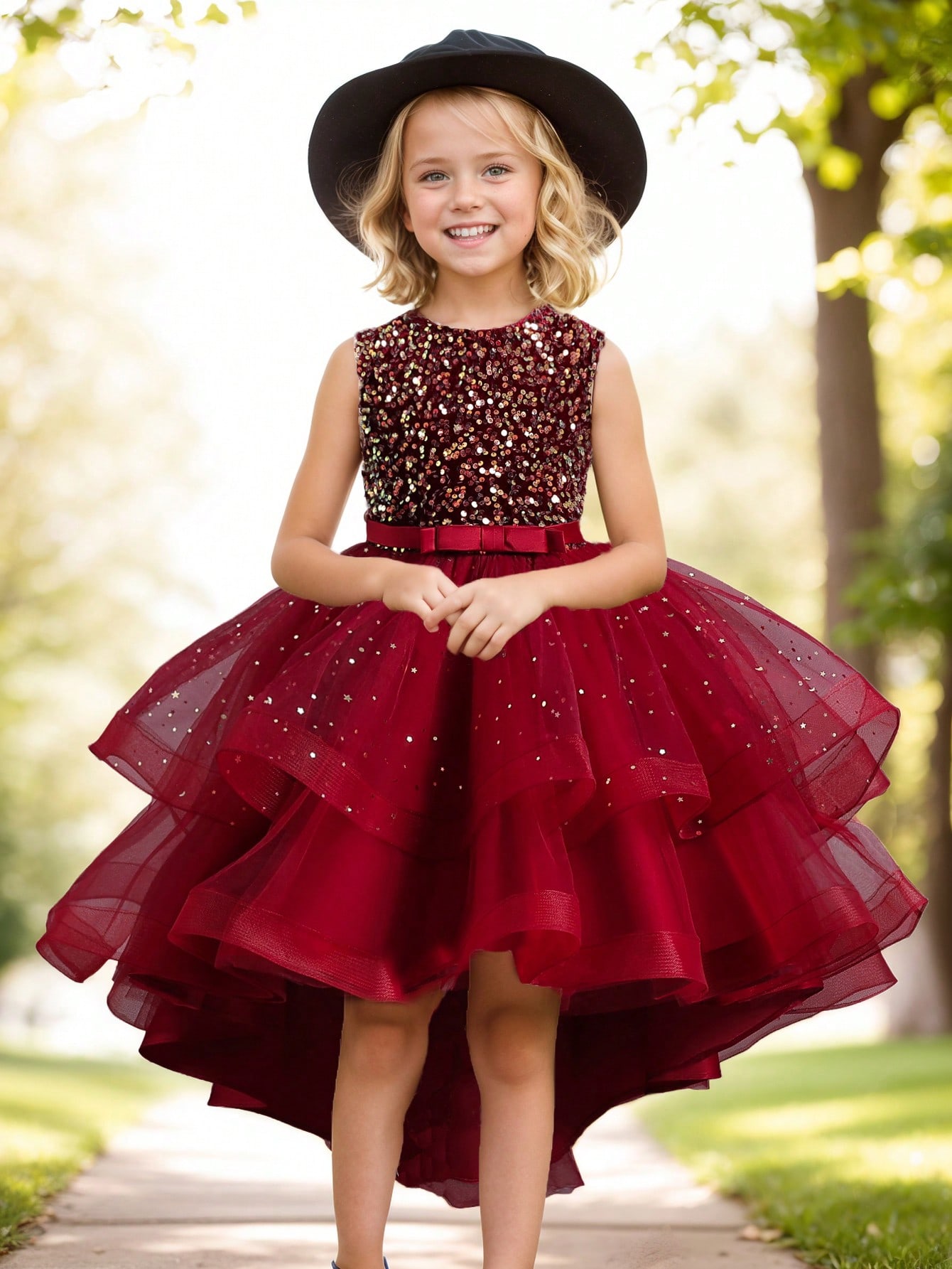 Baby Girl Princess Floral Sequ - Toddler Girl Tulle Party Dress ulasan dan harga