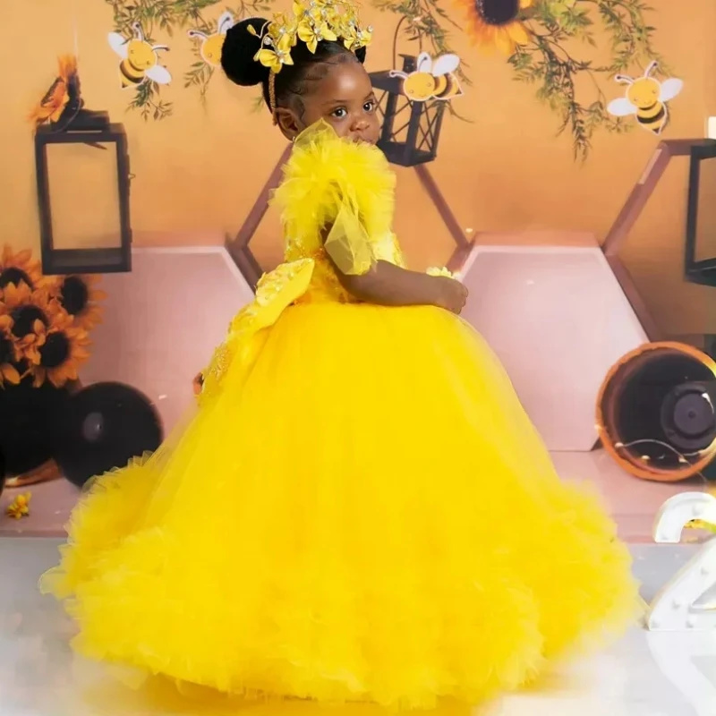 Customized Pink Flower Girl Dr - Toddler Girl Tulle Party Dress ulasan dan harga