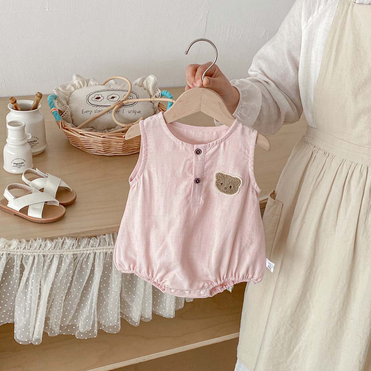 Baby Summer Bear Thin Sleevele - Baby Summer Linen Sleeveless Jumpsuit ulasan dan harga