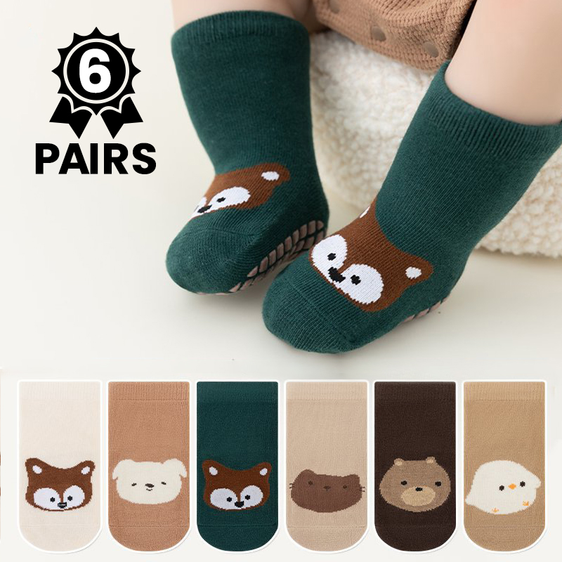 6Pairs Cute Cartoon Animal Bab - Unisex Baby Socks Non Slip ulasan dan harga