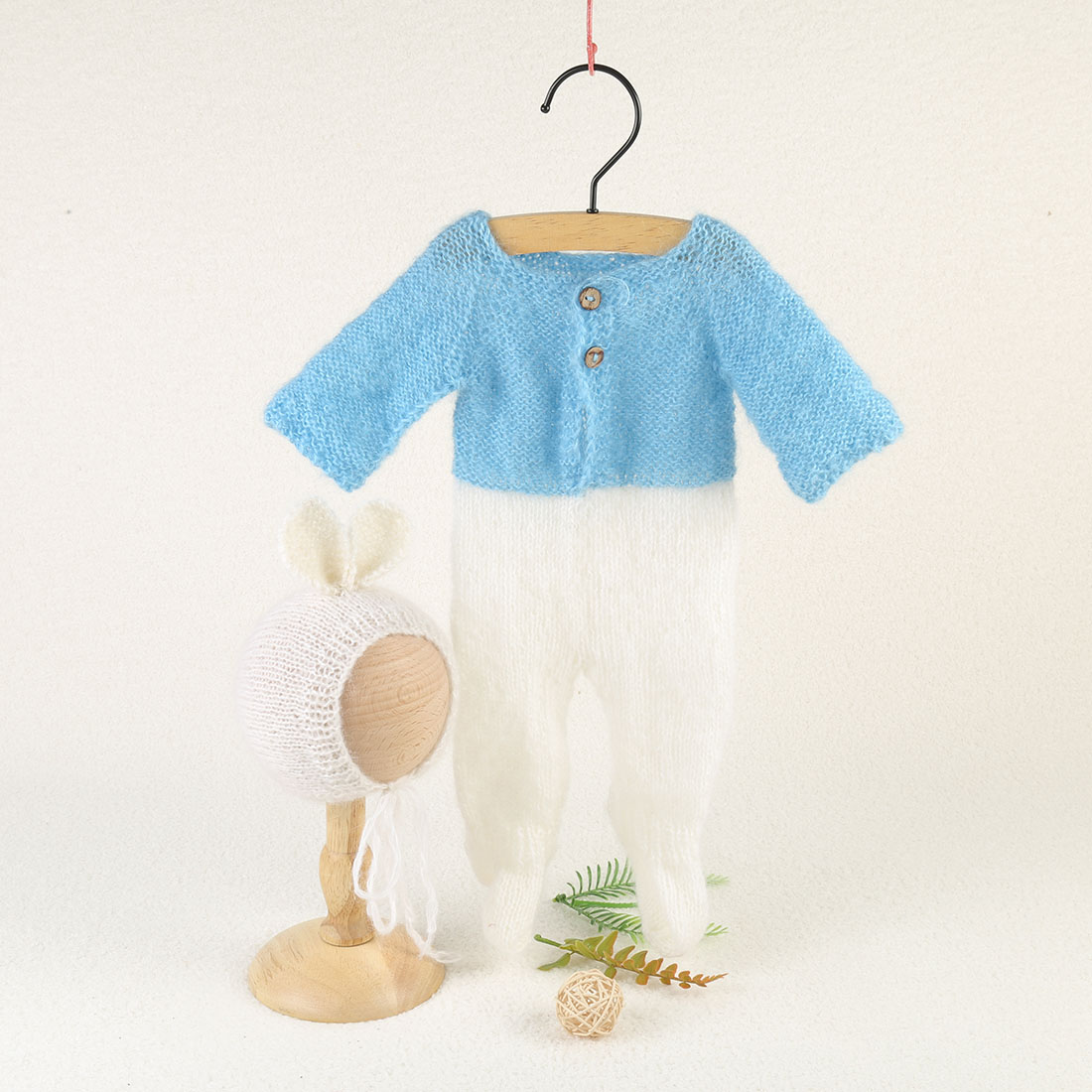 Vintage Knit Fluffy Teddy Bear - Infant Photography Props Outfit ulasan dan harga