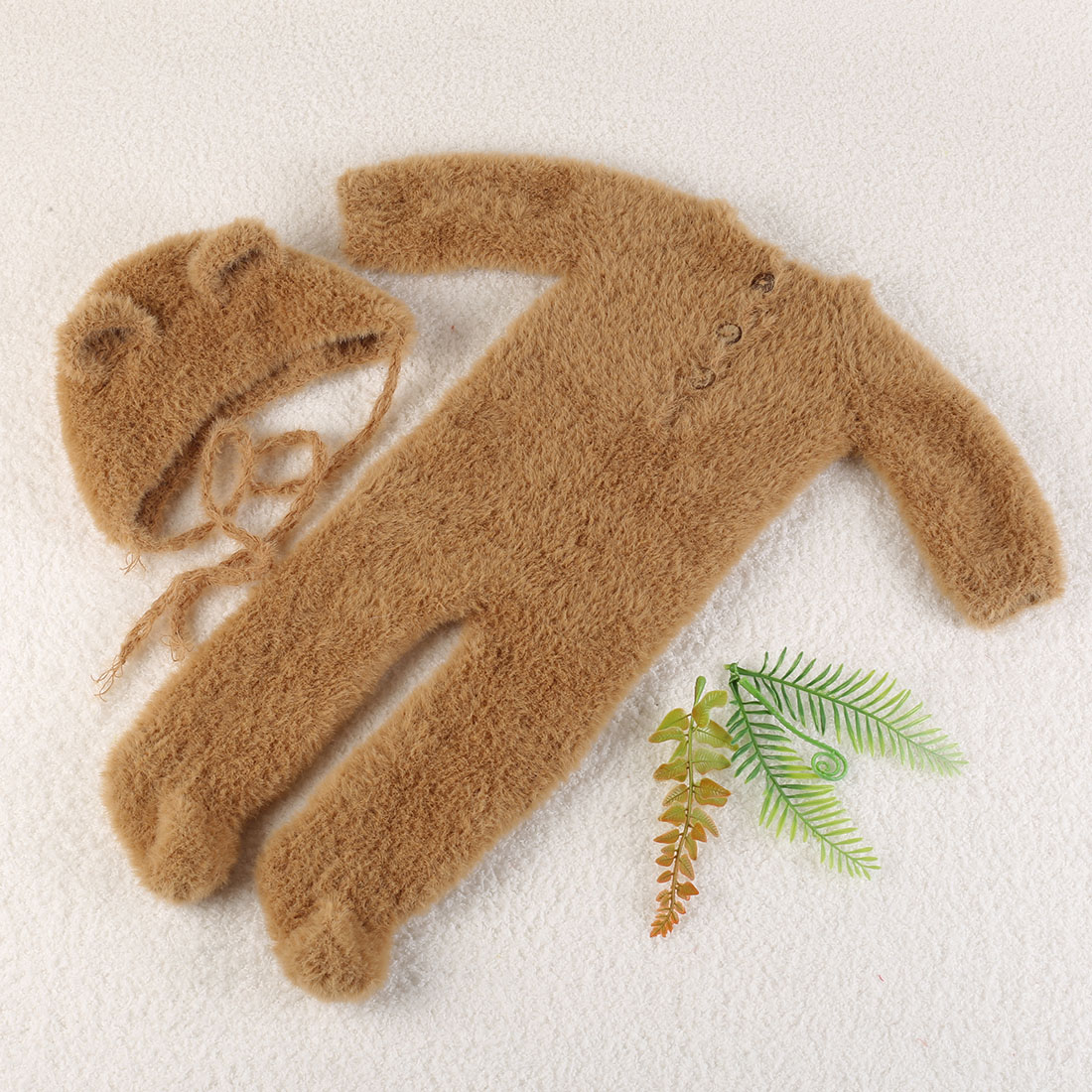 Vintage Knit Fluffy Teddy Bear - Infant Photography Props Outfit ulasan dan harga