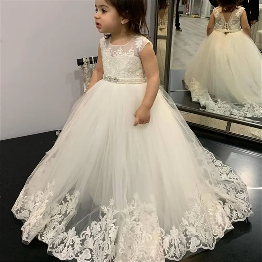 Flower Girl Dresses Lace First - Toddler Girl Tulle Party Dress ulasan dan harga