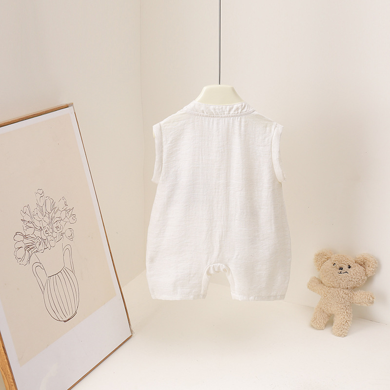 Baby Boys Summer Romper Cartoo - Baby Summer Linen Sleeveless Jumpsuit ulasan dan harga